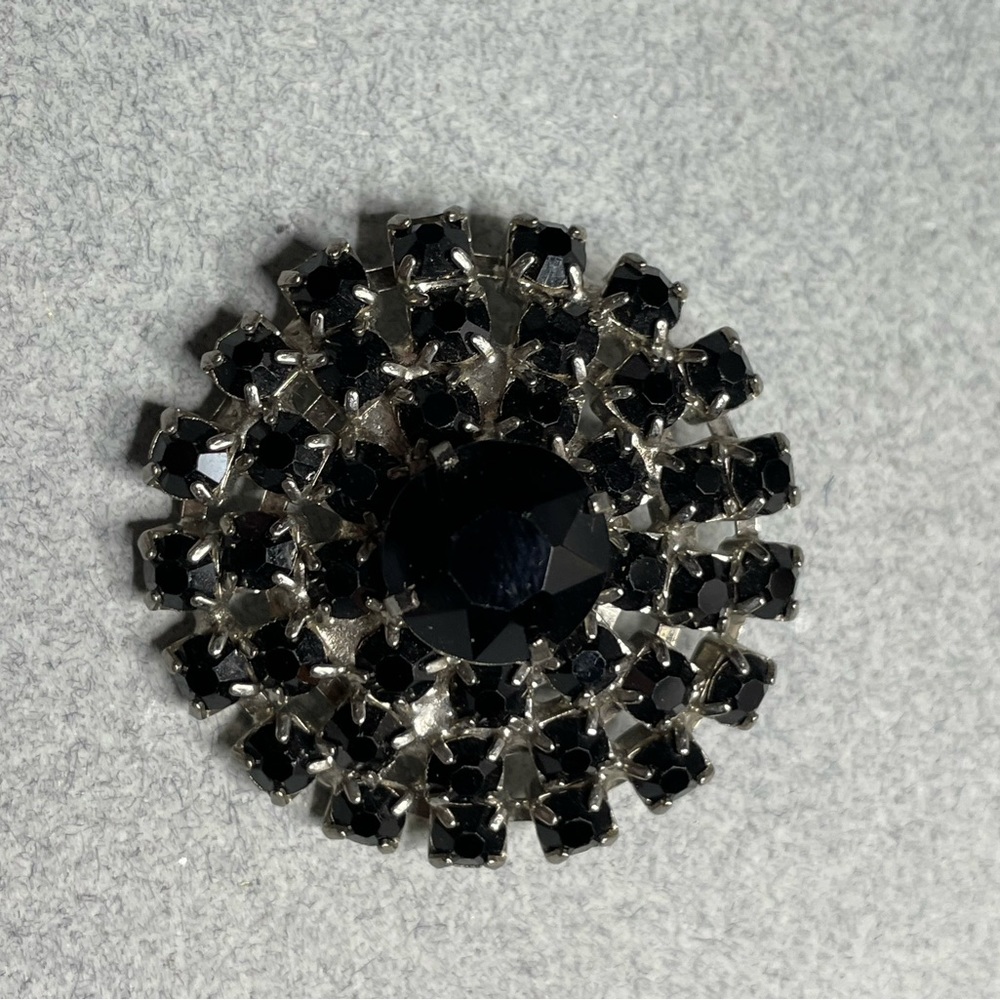 Black Rhinestone Dome Button (Single Large Button - image 1